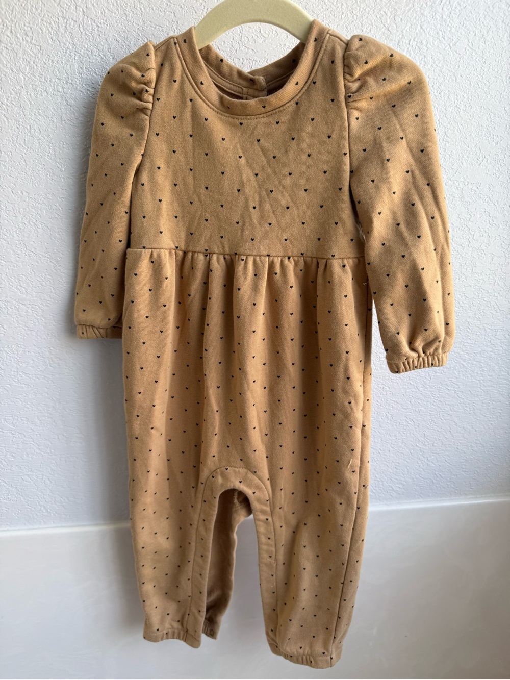 GAP Fall Onesie with Tiny Black Hearts